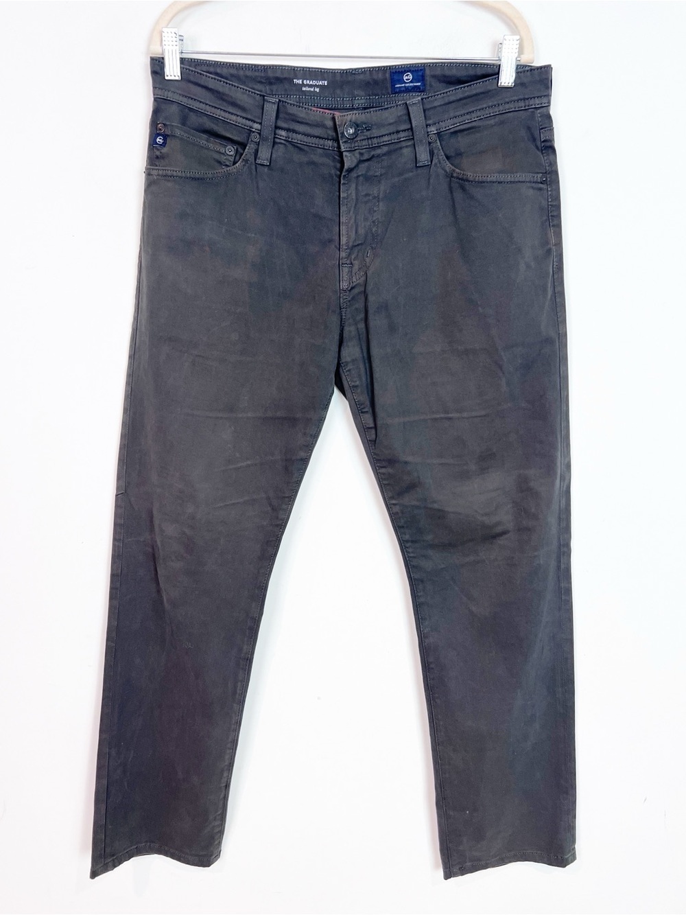 AG ADRIANO GOLDSCHMIED GRAY BROWN THE GRADUATE STRAIGHT TAILORED LEG PANTS 33x32